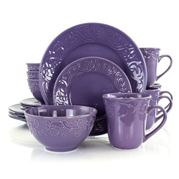 Elama Lilac Fields 16Piece Dinnerware Set