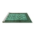 thumbnail image 2 of Ahgly Company Machine Washable Indoor Square Persian Turquoise Blue Traditional Area Rugs, 4' Square, 2 of 4
