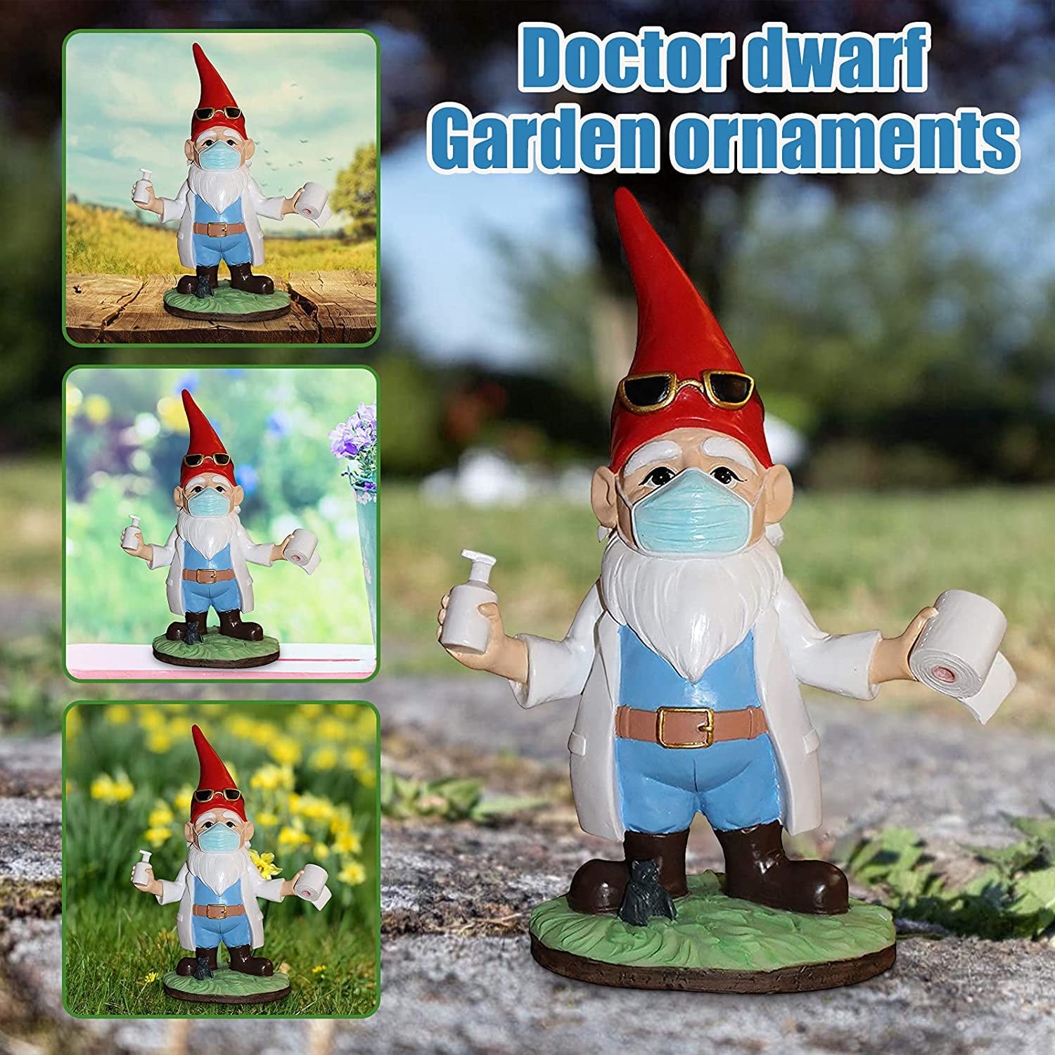 Doctor Dwarf Garden Gnome Statue Ornaments Outdoor Decor Unique Statue Sculpture