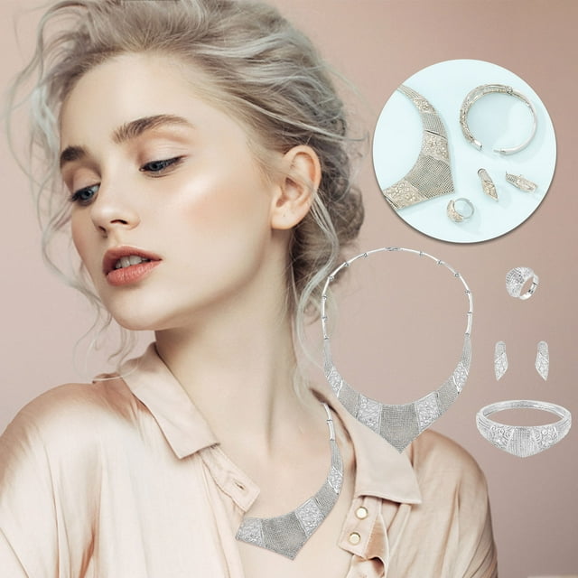 Conjunto de joyería de moda para mujer, 5 piezas, accesorios, joyería, 5 piezas