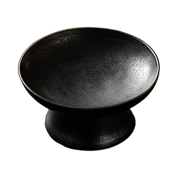 yotijay Ceramic Tray Round Decoration Farmhouse Serving Platter Snack Tray Fruit Display Black