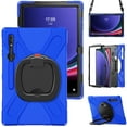 thumbnail image 2 of For Samsung Galaxy Tab S10 Ultra/S9 Ultra/S8 Ultra 14.6 inch Case, 360 Rotatable Handle Stand, Shoulder Strap, Drop-Proof Design, Blue, 2 of 7