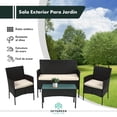 thumbnail image 2 of Sala Para Exterior Jardin Rattan Mimbre De 4 Pzas Con Cojines Skygreen negro G, 2 of 8
