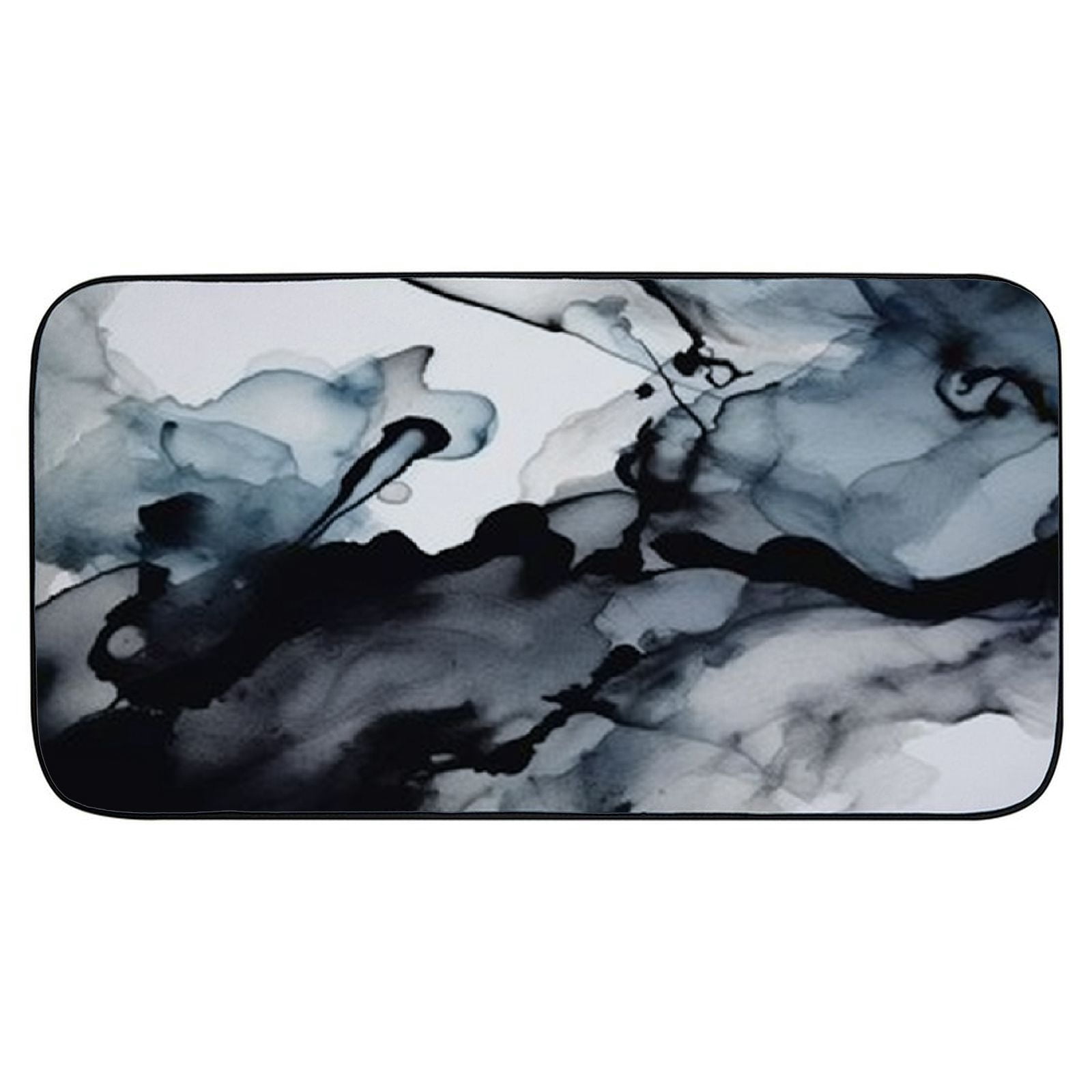 Heduofu Elizabeth Karlson Dark Payne'S Grey Flowing Abstract Painting Welcome Mat, Decorative Door Mat, Door Mat with Non-Slip Rubber Backing, Easy Cleaning, Traps Dirt, for Entry, Patio