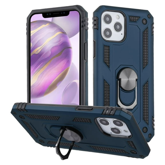 Bemz Rugged Case for Apple iPhone 12 Pro Max (Dual Layer Anti-Drop Protection Armor Cover with Magnetic Car Mount Plate) - Dark Navy Blue