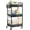 Black, variant on 3 Tier Rolling Cart – Metal Utility Storage Cart with Wheels, Hanging Cups, Hooks, Mesh Basket for Bedside Kitchen Office Art, Black