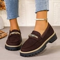 thumbnail image 2 of Rokment Womens Vintage Slip on penny Loafers Retro Suede Platform Chunky Lug Sole Oxfords Dress Shoes for Business Work Brown Size 6, 2 of 7