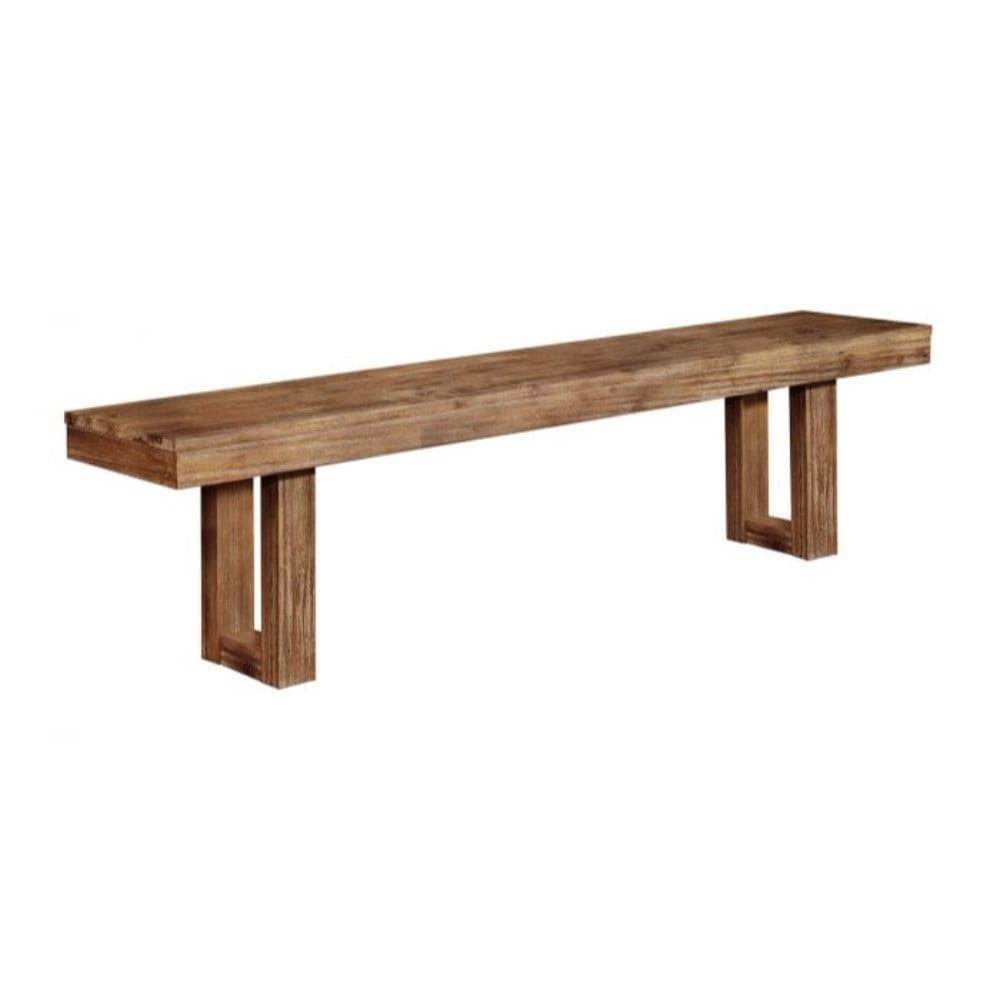 Wooden Side Bench With U Shaped Legs Nutmeg Brown