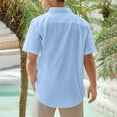 thumbnail image 4 of ZCFZJW Men's Casual Stylish Short Sleeve Button-Up Striped Dress Shirts Regular Fit Summer Cotton Beach Hawaiian Shirt with Pockets Sky Blue L, 4 of 7