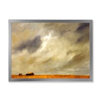 Designart 'Desert Farmhouse Under Cloudy Sky I' Farmhouse Framed Art Print