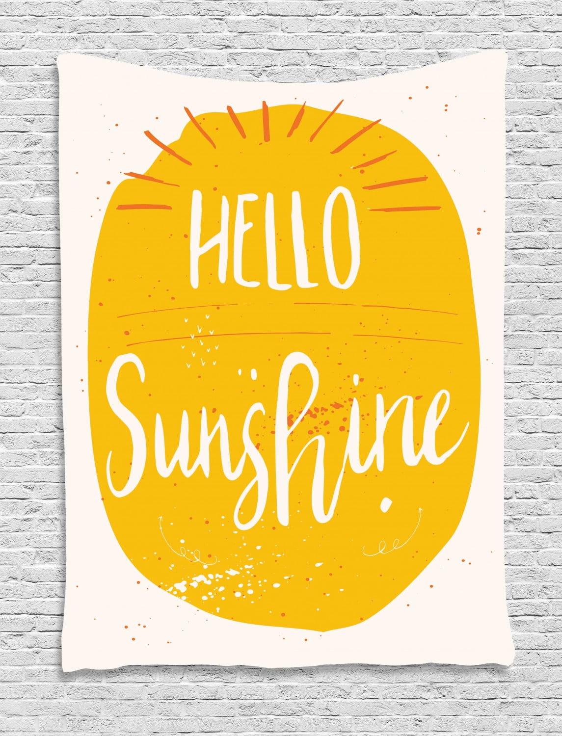 Hello Sunshine Tapestry Hand Drawn Lettering Hello Sunshine Uplifting Words Summer Season Wall Hanging For Bedroom Living Room Dorm Decor Orange And Champagne By Ambesonne Walmart Com Walmart Com