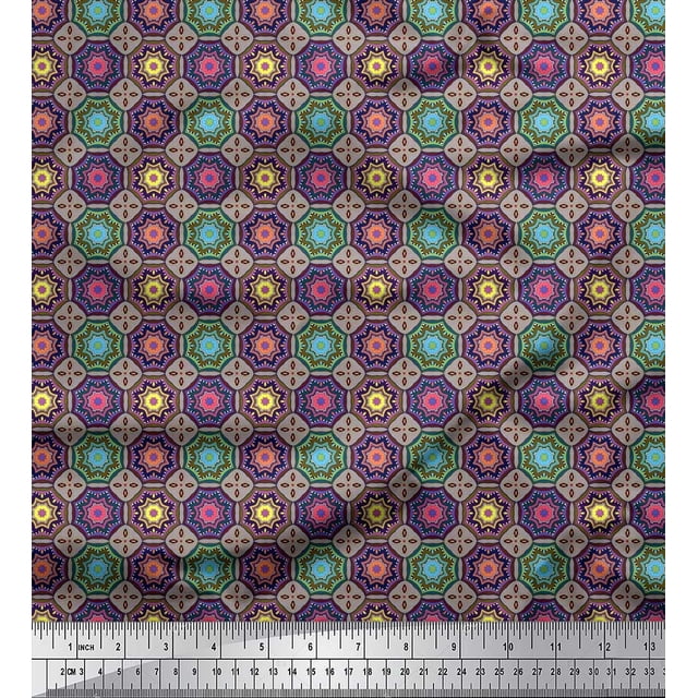 Soimoi Rayon Fabric Floral Mandala Print Fabric by Yard 56 Inch Wide