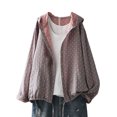 thumbnail image 2 of Joernso Women Spring Autumn Coat Hooded Drawstring Hem Long Sleeve Printing Loose Zipper Closure Jacket with Pockets Daily Wear Commuting Outerwear, 2 of 8