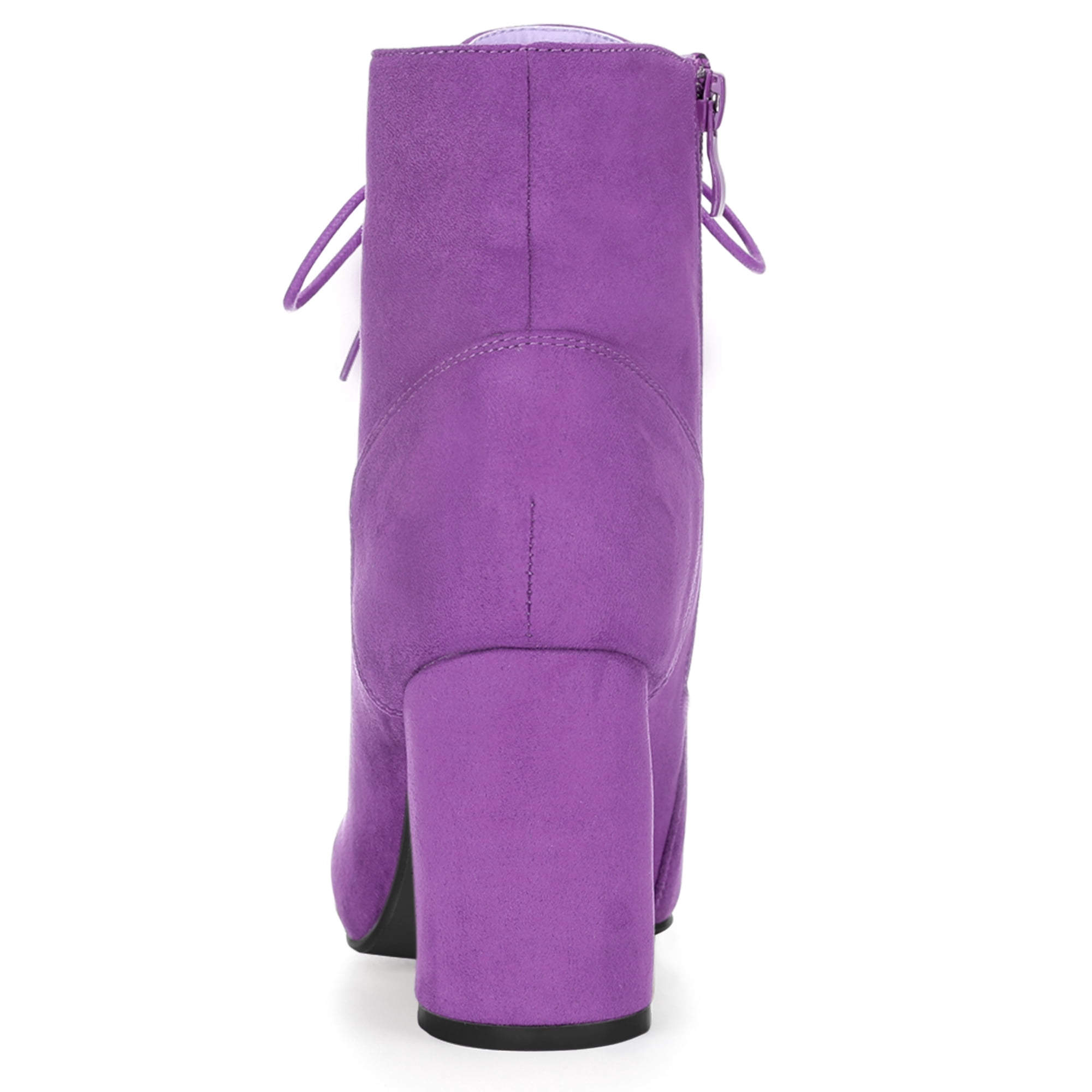 DARING DIVA Round Toe Lace Up Boots Chunky Heels Purple 7
