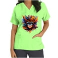 thumbnail image 3 of BiZtdJrK Womens Mardi Gras Scrubs 2025 Spring Scrub Tops Carnival Funny Graphic Shirts Casual V Neck Medical Nursing Uniforms with Pockets Green XXL on Sale Clearance, 3 of 6