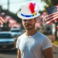 thumbnail image 5 of 4th of July Decoration Glitter Top Hat, Shiny Independence Day American Flag Top Hat, Patriotic Red White Blue Sequin Party Hats for Memorial Day USA Party Costume Accessories(White), 5 of 6