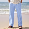 thumbnail image 6 of Men’s Loose Straight Cotton Linen Pants Breathable Summer Casual Bottoms, 6 of 9