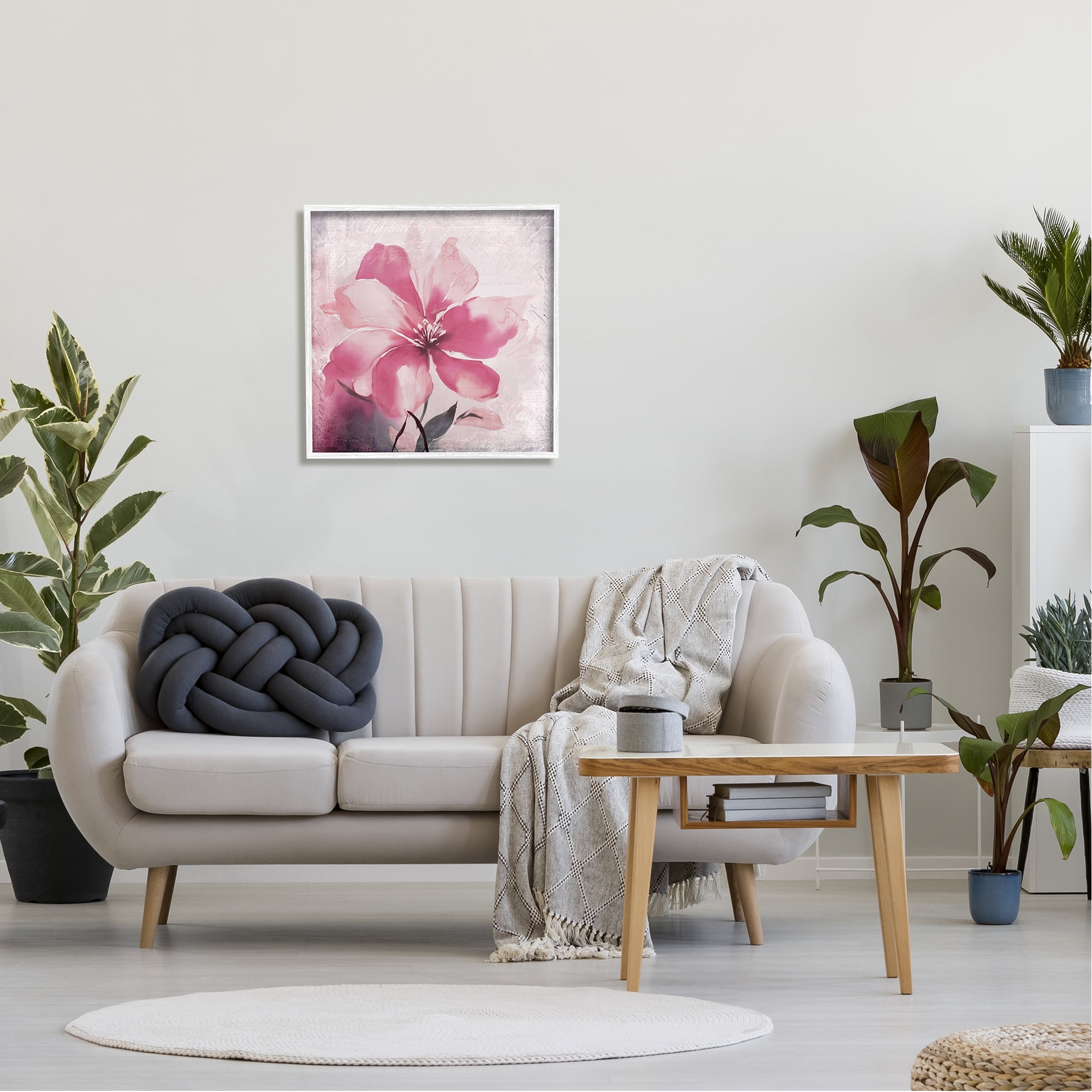 Stupell Industries Vintage Pink Lily Botanical & Floral Painting White Framed Art Print Wall Art, 24 x 24