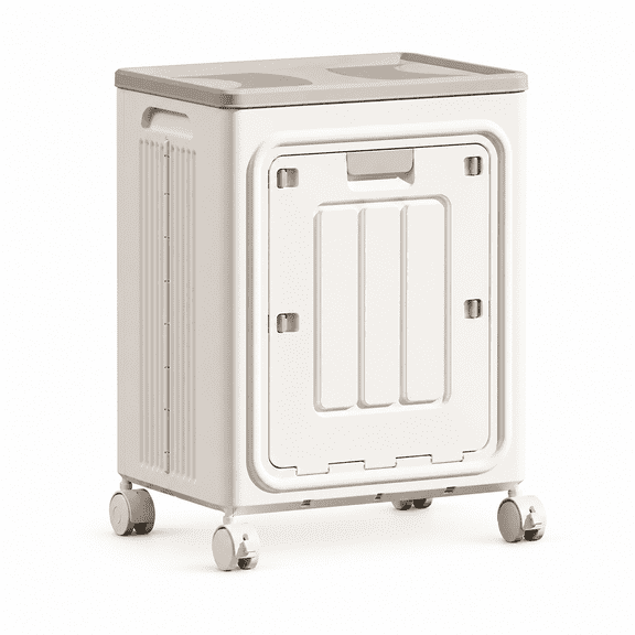UFORU Rolling Laundry Hamper with Wheels and Lid, Collapsible PP Laundry Basket, Ventilated Waterproof Storage Bin for Bedroom, Bathroom and Dorm