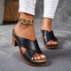 thumbnail image 2 of MKLEKYY Sandalias para Playa Mujer Verano Mujer Sólido En Casual Punta Abierta Tacones Cuadrados Cómodos Zapatos de Playa Sandalias Zapatillas, 2 of 5