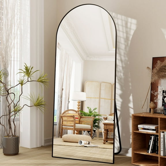 BEAUTYPEAK 71"x27" OverSized Arched Full Length Mirror Floor Mirrors for Leaning Standing , Black