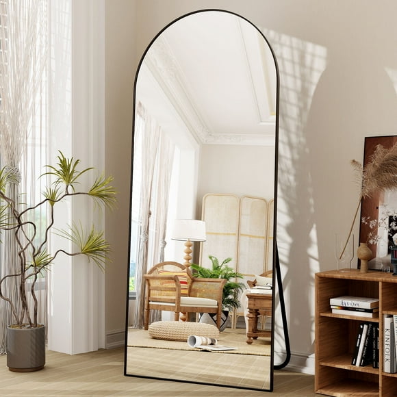BEAUTYPEAK 71"x27" OverSized Arched Full Length Mirror Floor Mirrors for Leaning Standing , Black