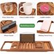 thumbnail image 4 of Bandeja de bañera VaeFae Premium de teca expandible de madera con cepillo, 4 of 7