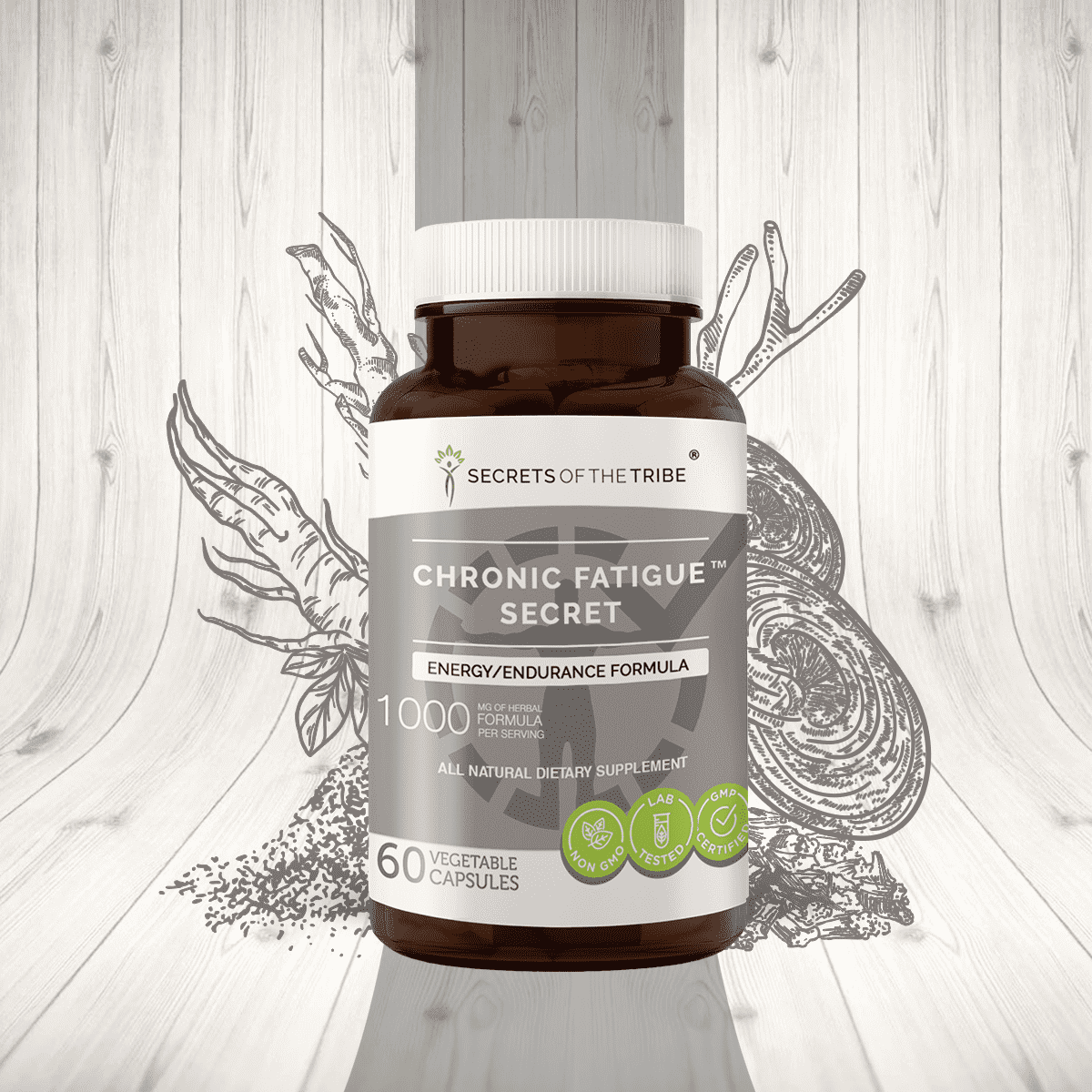 Secrets of the Tribe Chronic Fatigue Secret Capsules Dietary Supplement, Natural Herb Blend, Made from Korean Red Ginseng, Rhodiola, Reishi Mushroom, Rehmannia, Ashwagandha, Echinacea 60 Count