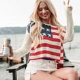 thumbnail image 7 of Fartey American Flag Graphic Crop Sweater for Women Trendy Off Shoulder Sweaters Loose Fit Long Sleeve Knitted Pullover Tops Beige M, 7 of 7