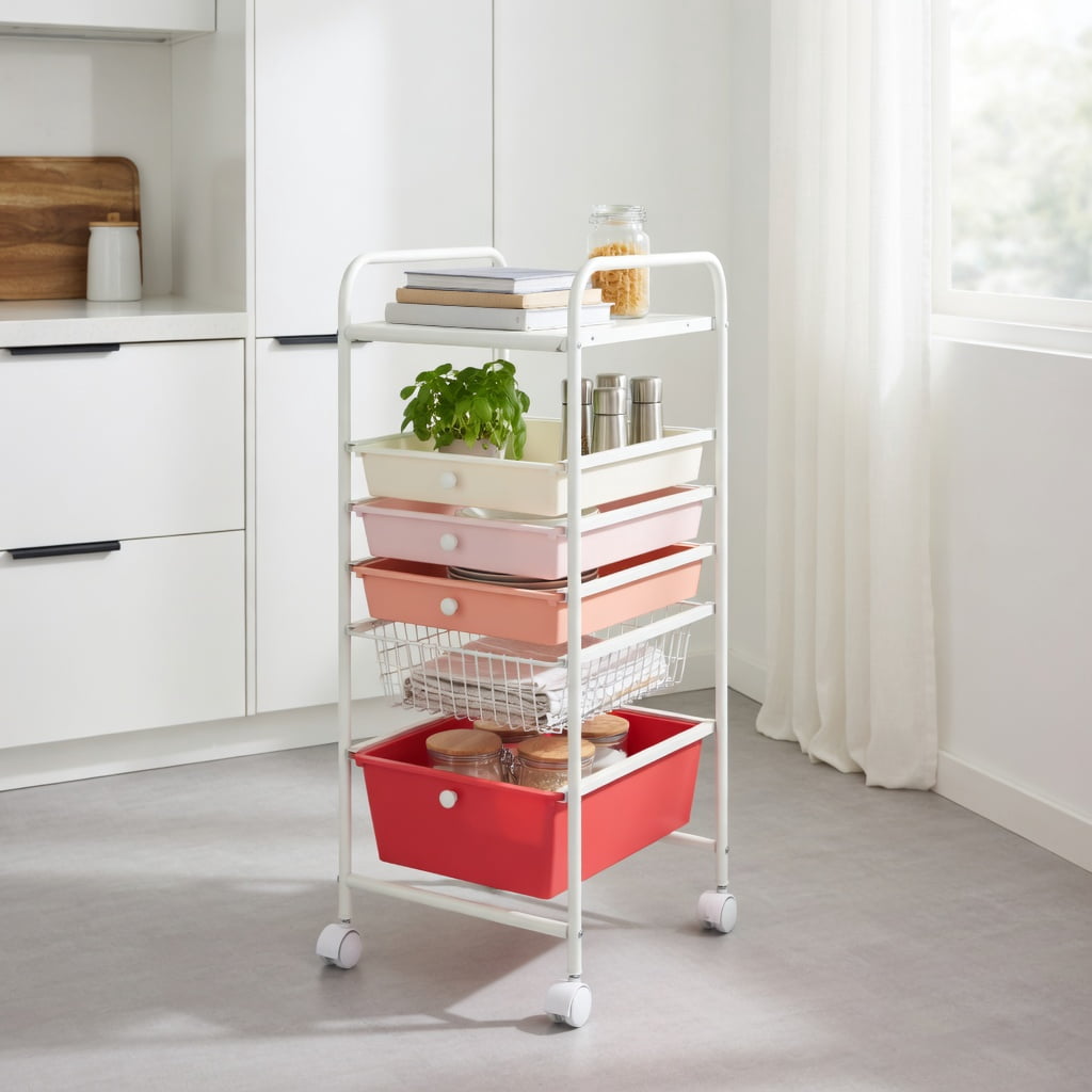Spaco 6 Drawers Rolling Storage Cart Organizer-Pink, Craft Organizers and Storage, Multipurpose Organizer Cart for Home, Office, School
