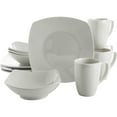 thumbnail image 1 of Open Box Gibson Zen 12 Piece Square Dinnerware Plate, Bowl, & Mug Set, White, 1 of 6