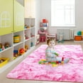 thumbnail image 4 of Noahas Fluffy Area Rug for Living Room Bedroom, 4 x 6 Tie-Dyed Pink Rug Fuzzy Non-Slip Modern Carpet Ultra Soft Faux Fur Rugs for Dorm Kids Room Home Decor, 4 of 7