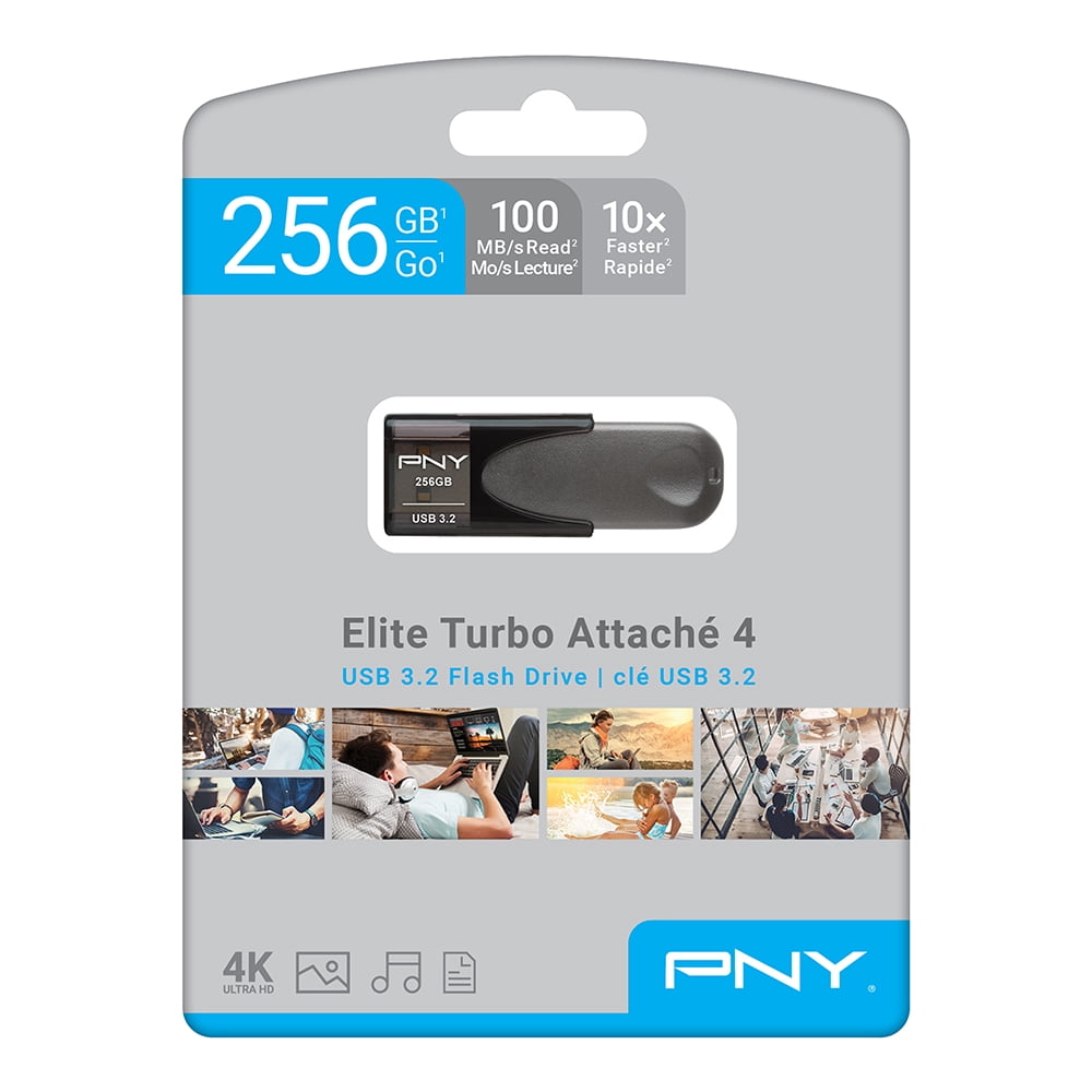 PNY 256GB USB 3.2 Flash Drive, Gray and Black
