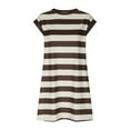 thumbnail image 4 of Lovskoo Striped Summer Dresses for Women 2024 Crewneck Cap Sleeve Color Block Casual Tshirt Dress with Pockets Bronze, 4 of 7