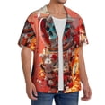 thumbnail image 2 of Balery Space Skeleton Art Camisa Casual de Manga Corta con Botones para Hombre, Texturizada, Estilo Cubano, para Playa, Verano-Small, 2 of 5