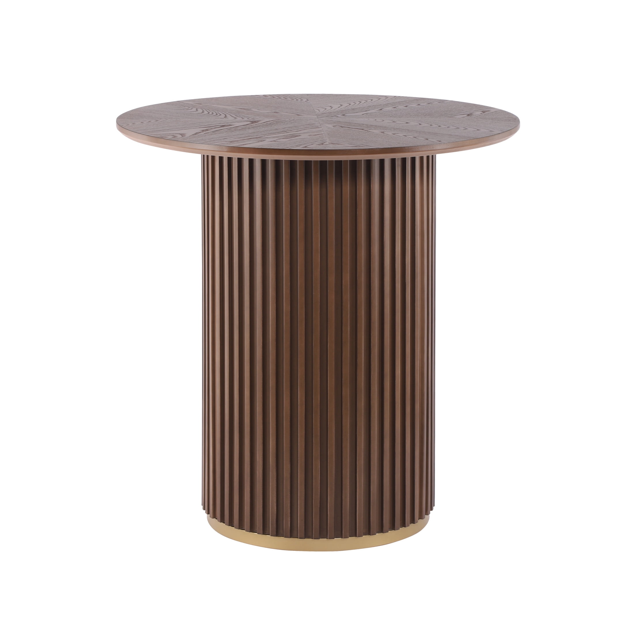 Christopher Knight Home 36.6"H Modern Round Counter Height Dining Table, Iron Fluted Base, Walnut