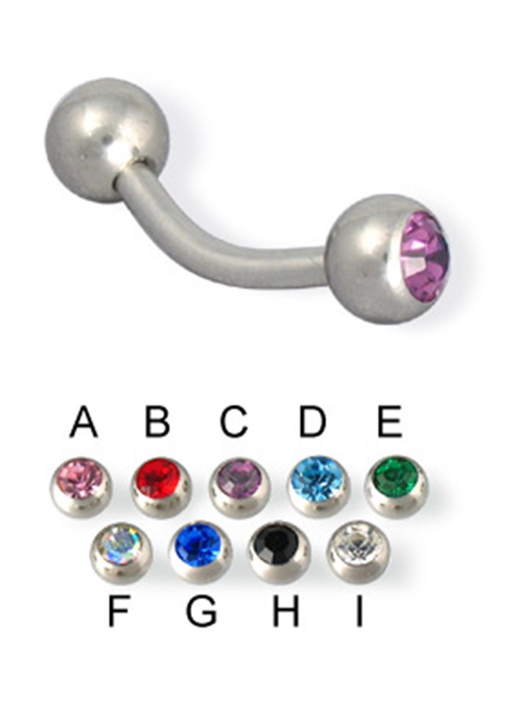 Body Jewelry Barbell Curved Snake Eyes Heavy 12 Gauge 1/2" 5mm Balls