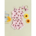 thumbnail image 3 of Musuos Baby Girls Summer Shorts Sets 6 12 18 24M Sleeveless Floral Butterfly Print Camisole Ruffle Shorts Headband Sets, 3 of 10