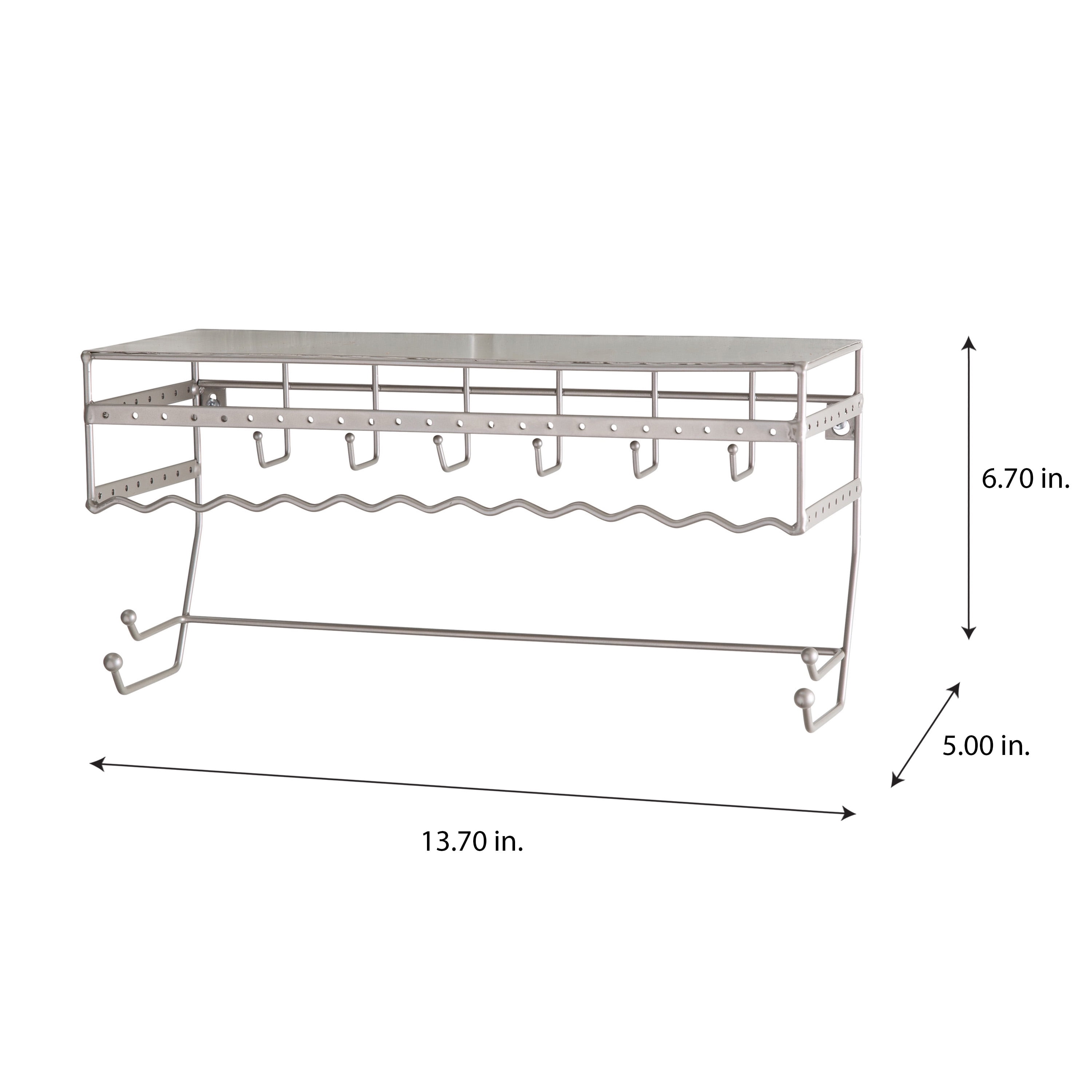 Simplify Wall Mount Iron Jewelry & Accessory Organizer in Satin