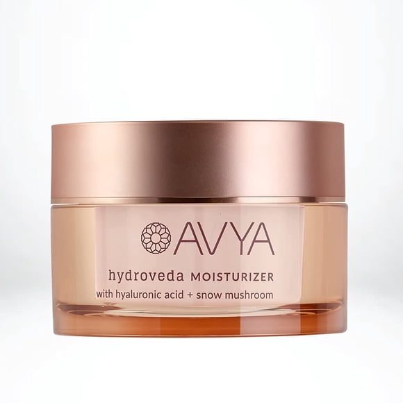 AVYA Hydroveda Moisturizer (1.7oz) - Cuidado ayurvédico avanzado de la piel/ácido hialurónico con hongo de nieve/calma e hidrata para una piel joven