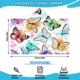 thumbnail image 2 of White Colorful Splash Butterfly Pattern Hooded Bath Towel，50"x30" for Ages 3 To 12 Kids, Quick Dry Lightweight Soft Microfiber Hood Beach Towel Cover Up for Kids, 2 of 7