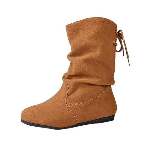Fashion Suede Ankle Boots With Rear Lace Up Design Comfortable Casual Footwear Ideal For Autumn Winter