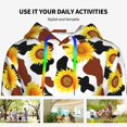 thumbnail image 4 of Balery Sunflower Cow Pattern Womens Long Sleeve Hoodie, Pullover Hooded Sweatshirt, Kangaroo Pocket Hoodie with Eye-catching Drawstrings-XX-Large, 4 of 7