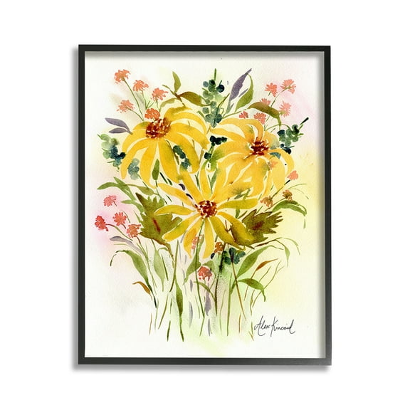 Stupell Industries Abstract Daisy Bunches Botanical & Floral Painting Black Framed Art Print Wall Art, 11 x 14