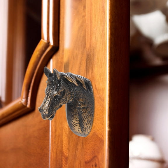 HONMEET 1Set Zinc Alloy Horse Head Shape Knobs for Doors and Cabinets Handles For Doors