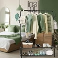 thumbnail image 2 of Simple Houseware Garment Rack with Storage Shelves and Coat/Hat Hanging Hooks, Black, 2 of 7