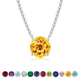 thumbnail image 1 of JeenMata Hermoso collar con colgante solitario de piedra natal de noviembre de corte redondo de 1 quilate, citrino, chapado en oro blanco de 18 quilates, para mujer, adulto, 1 of 6