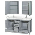 thumbnail image 2 of Wyndham Collection Sheffield 60" Metal Double Bathroom Vanity in Gray/Chrome, 2 of 3