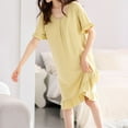 thumbnail image 3 of Defitshape Women's Cute Nightgown Cotton Pjs Short Sleeve Night Dress Sleep Knee Length Sleeping Soft Sleepwear Yellow Medium, 3 of 4