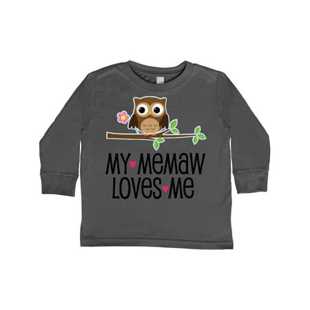 

Inktastic My Memaw Loves Me Girl Owl Gift Toddler Toddler Girl Long Sleeve T-Shirt
